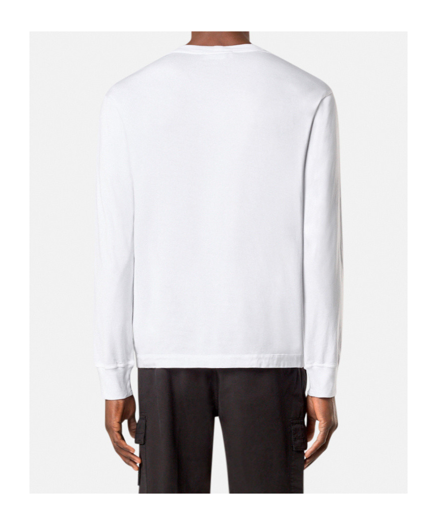 Stone Island Slim Fit Long Sleeve T-shirt With Compass Patch In White