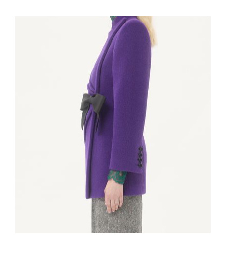 Valentino Wool Blend Blazer Asymmetric Design Bow In Purple