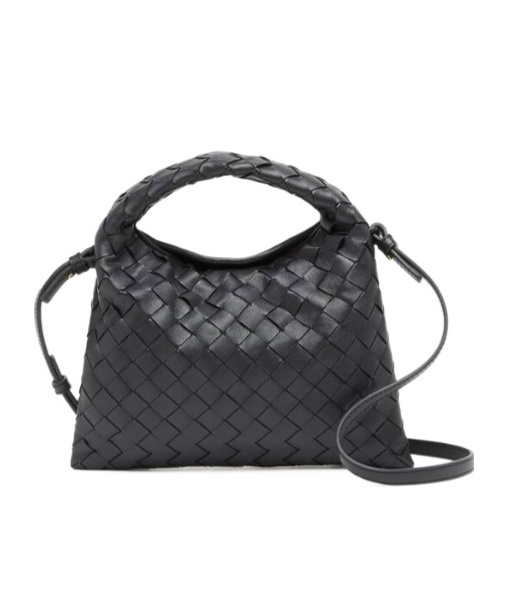 Bottega Veneta Mini Hop Knitted Shoulder Bag In Black