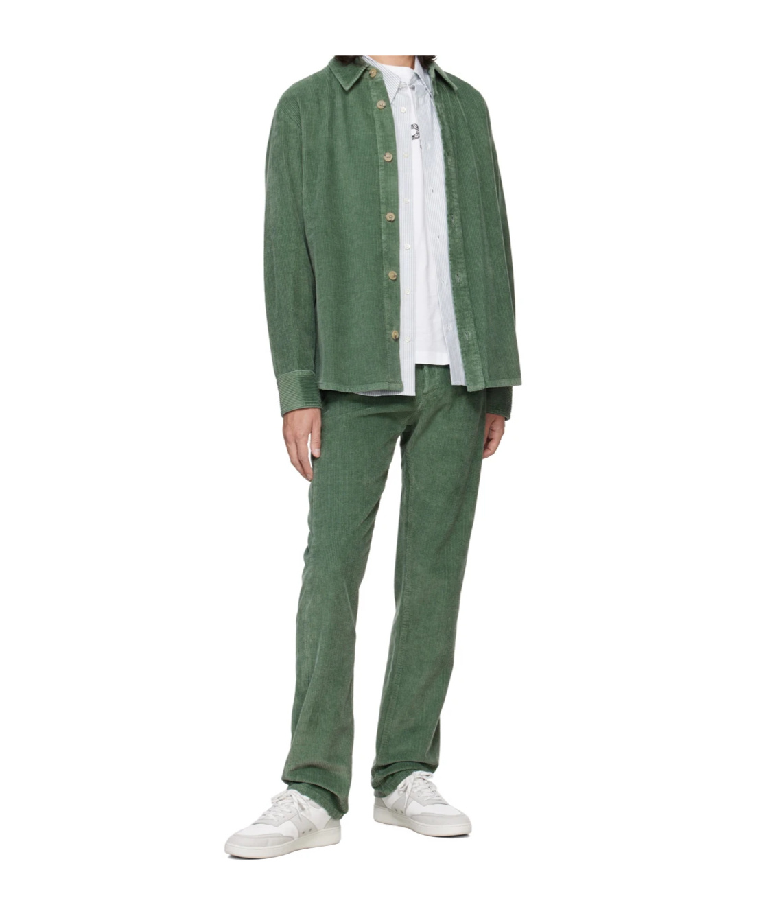 Apc Standard Button-down Casual Pants In Green