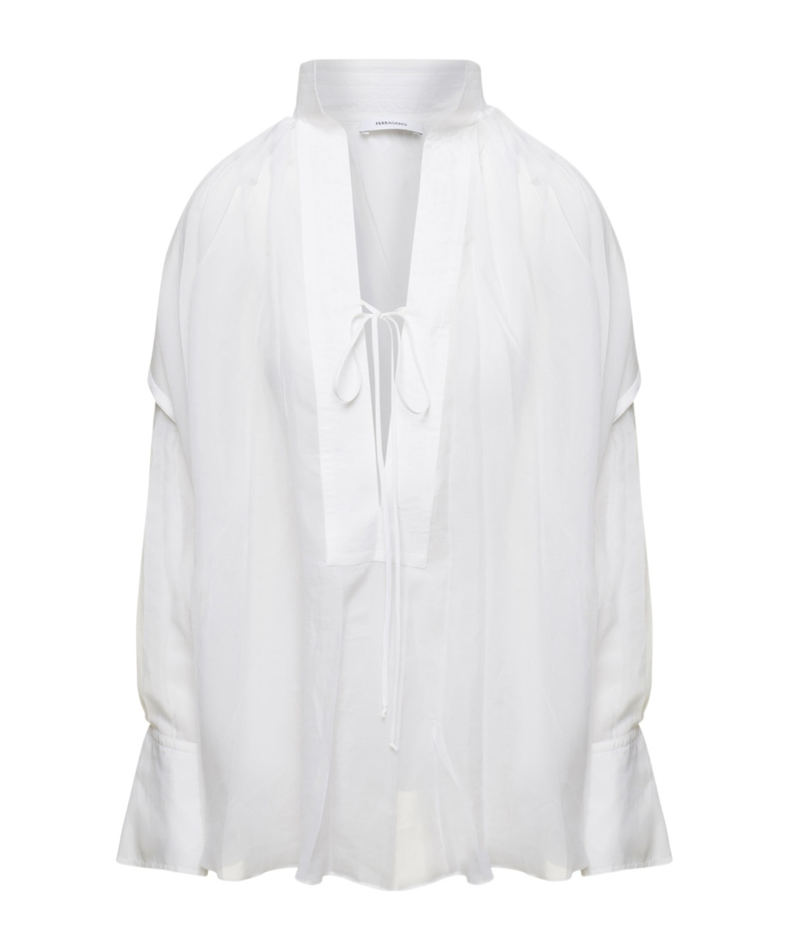 Ferragamo White Caftano Shirt In Silk Blend Woman In White