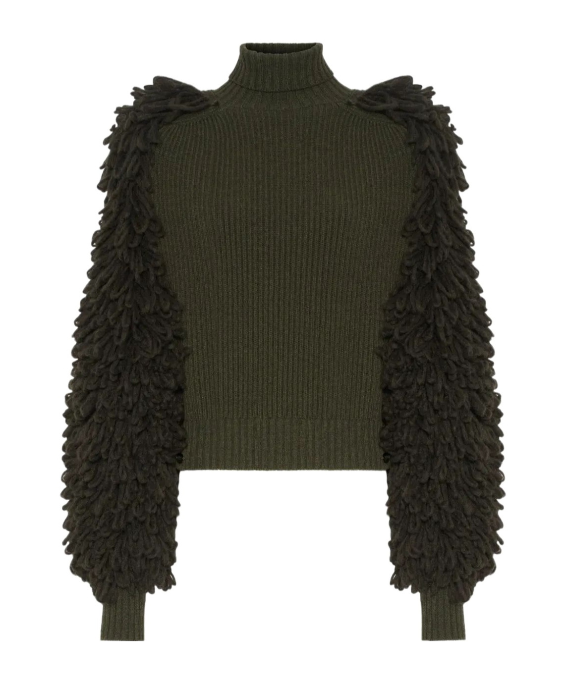 Jean Paul Gaultier The Bouclette High-neck Wool Sweater In Green