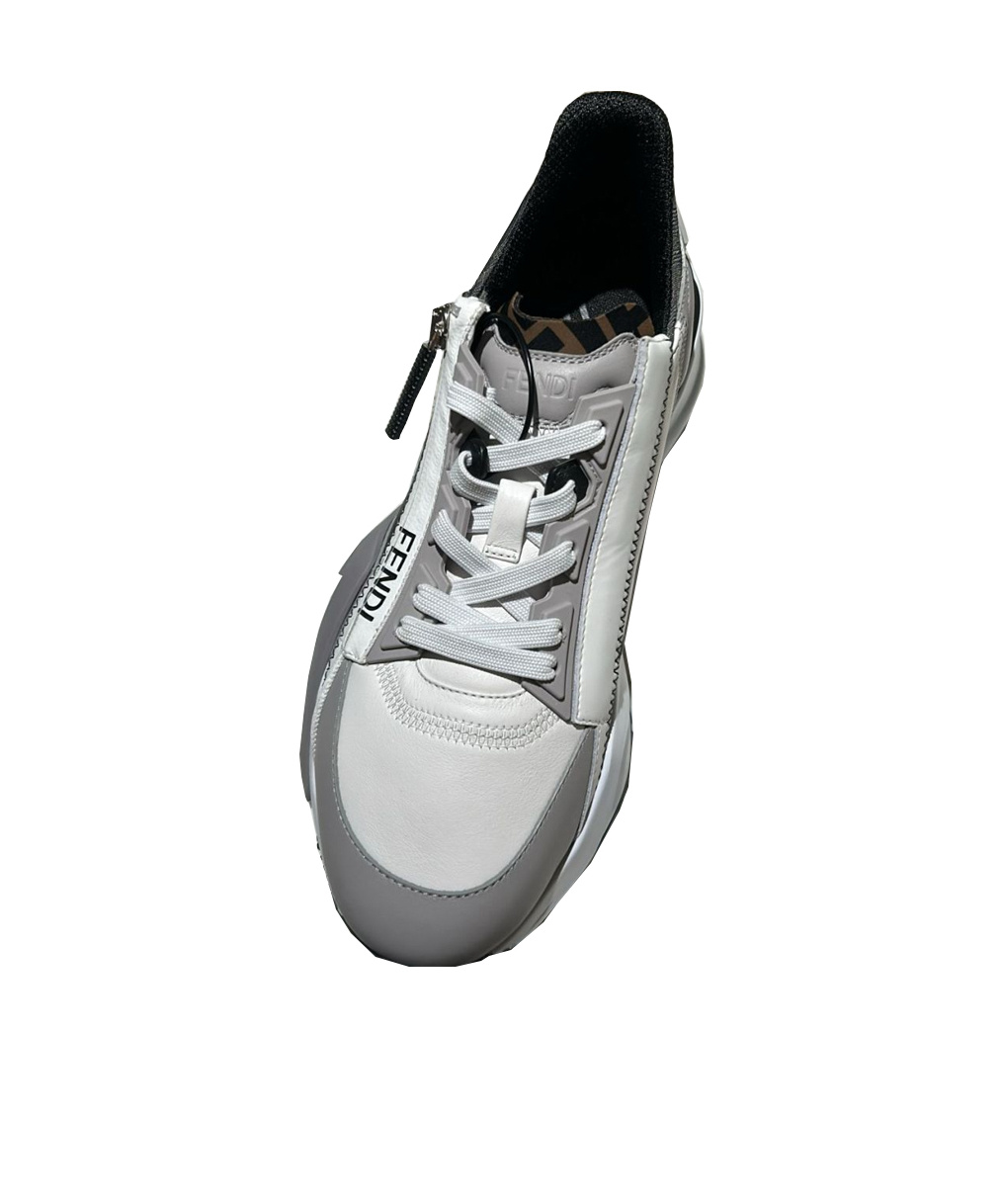 Fendi White Gray Monogram Flow Sneaker In Black