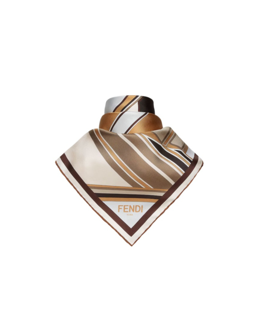 FENDI DOVE GREY SILK FOULARD