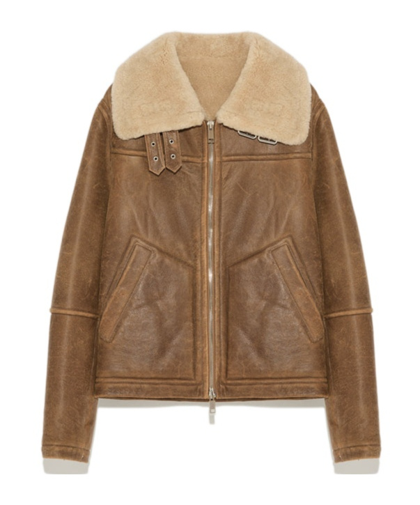 Yves Salomon Shearling Bomber Jacket In Brown