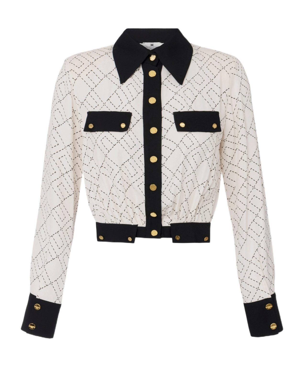 Elisabetta Franchi Two-colour Shirt In Georgette Fabric In White