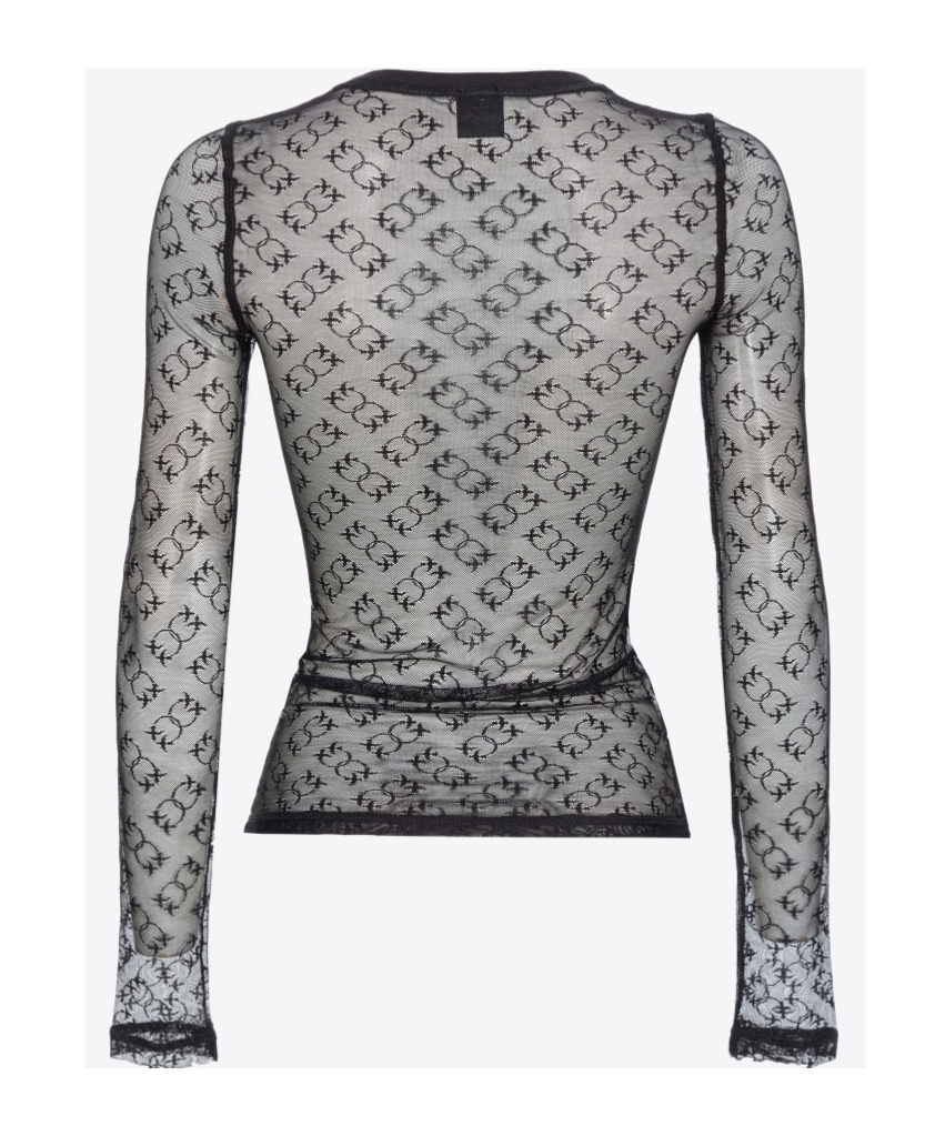 Shop Pinko Monogram Sheer T-shirt In Gray