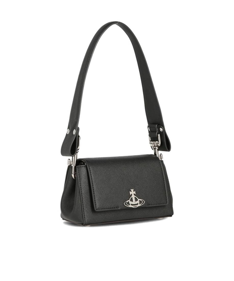 Vivienne Westwood Hazel Black Handbag With Front Orb Logo In Faux Leather Woman In Black