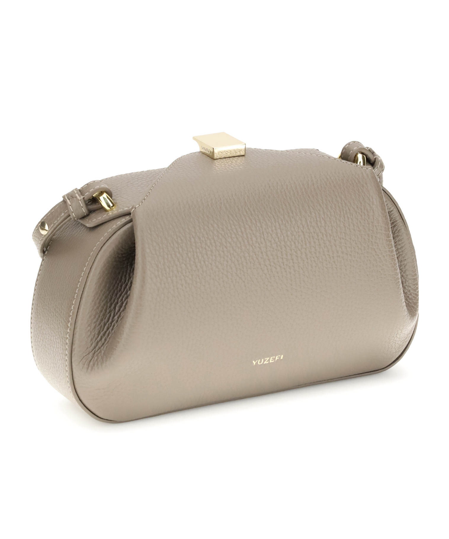 Yuzefi Small Oyster Pleated Magnet-closure Shoulder Bag In Brown
