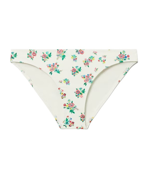 Tory Burch Printed Stretch Nylon Bikini Bottom In Neutral
