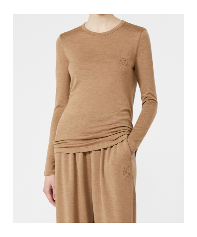 Max Mara Light Wool Jersey T-shirt In Camel