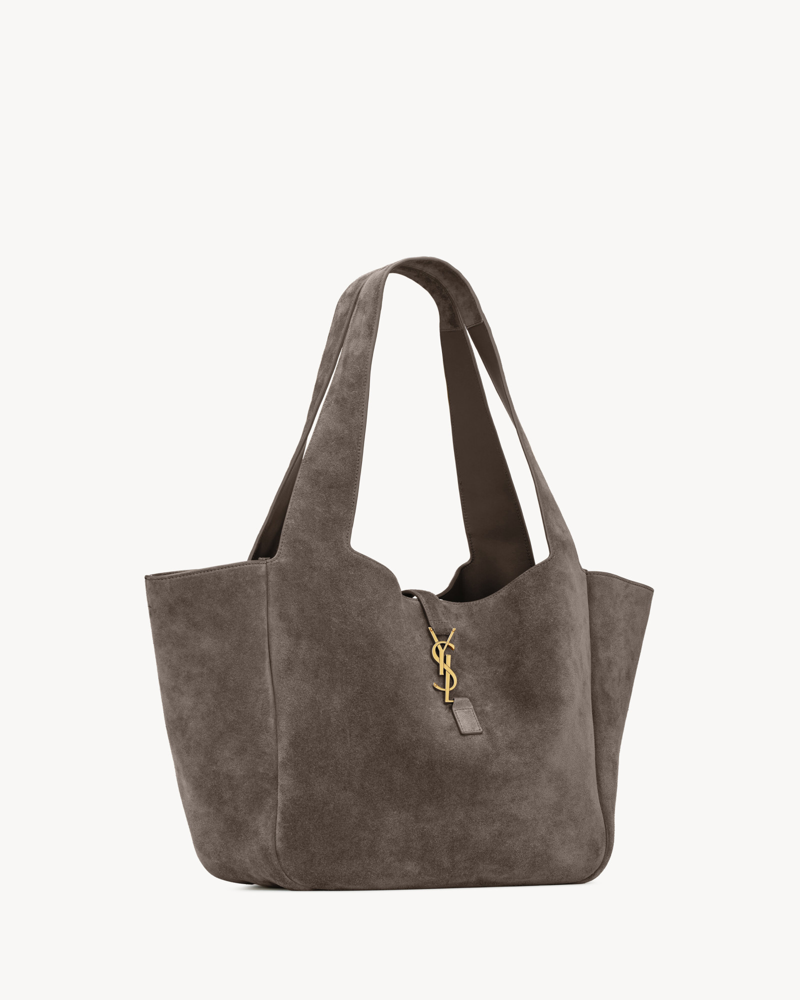 Saint Laurent Bea Ysl Cabas Tote Bag In Suede In Green