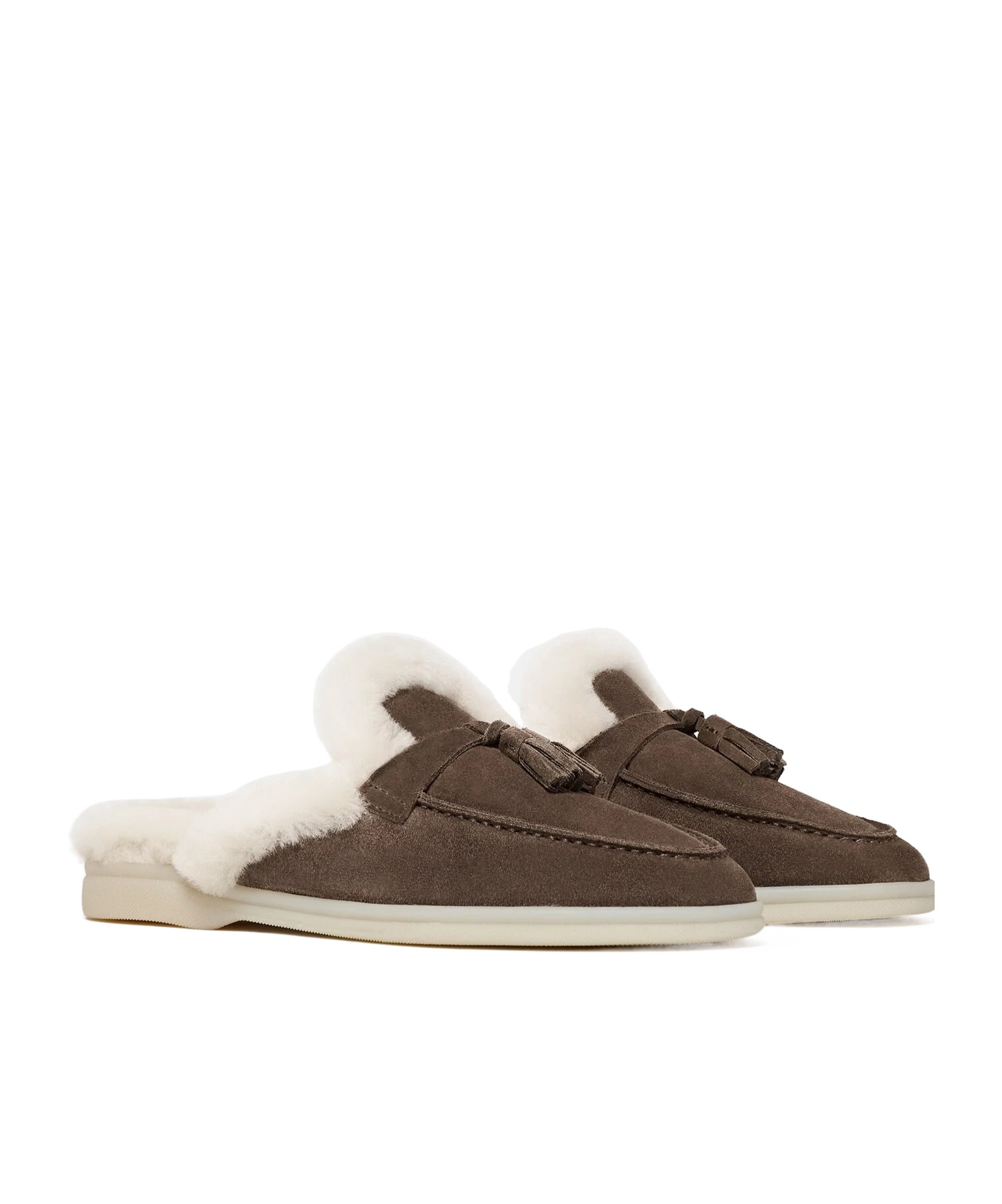 Scarosso Lucrezia Shearling Slip-on Mules In Brown