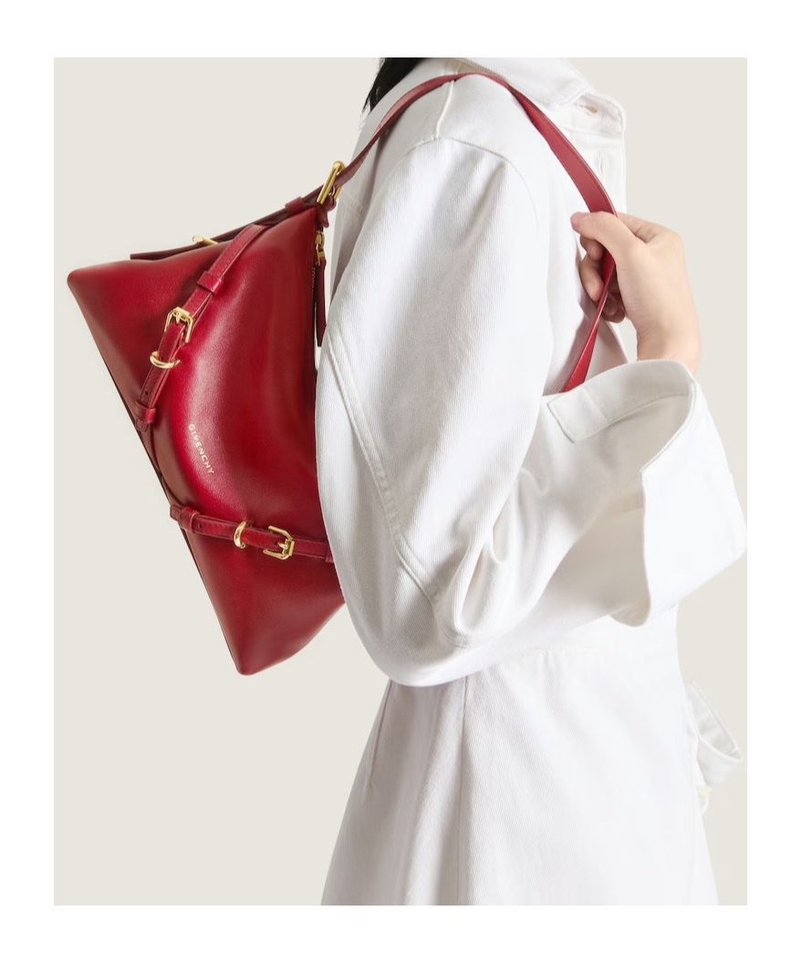 Givenchy Mini Voyou Bag In Shiny Leather In Red