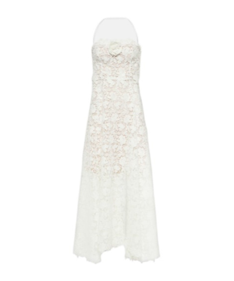 Oscar De La Renta Floral-appliqué Guipure Lace Gown In White