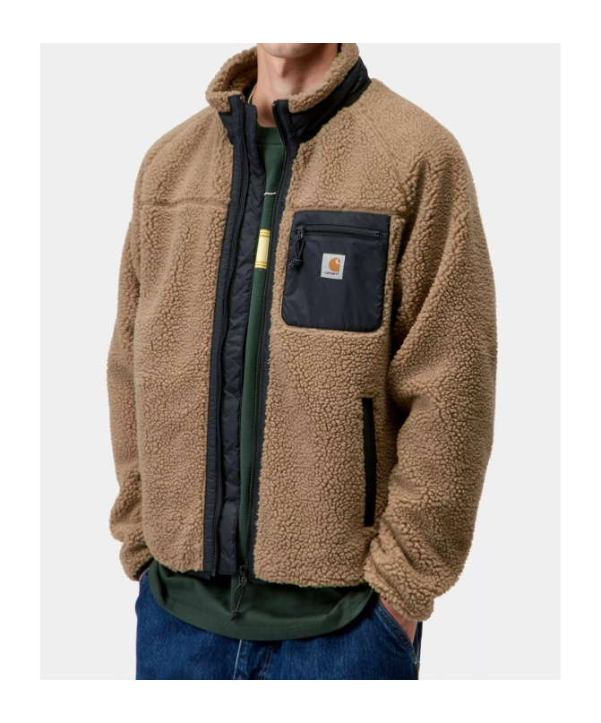 Carhartt Liner Jacket With High Collar And Pockets In Brown