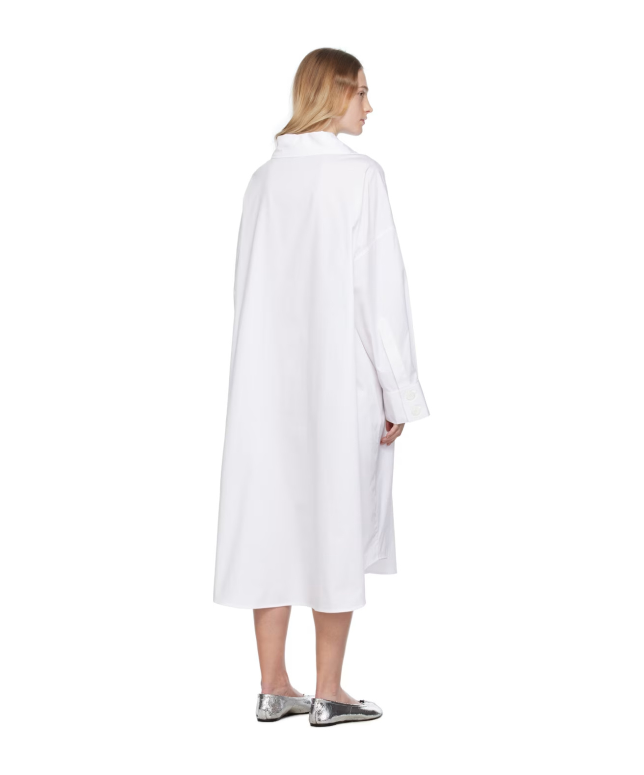 Kimhēkim Logo-patch Cotton Midi Shirtdress In White