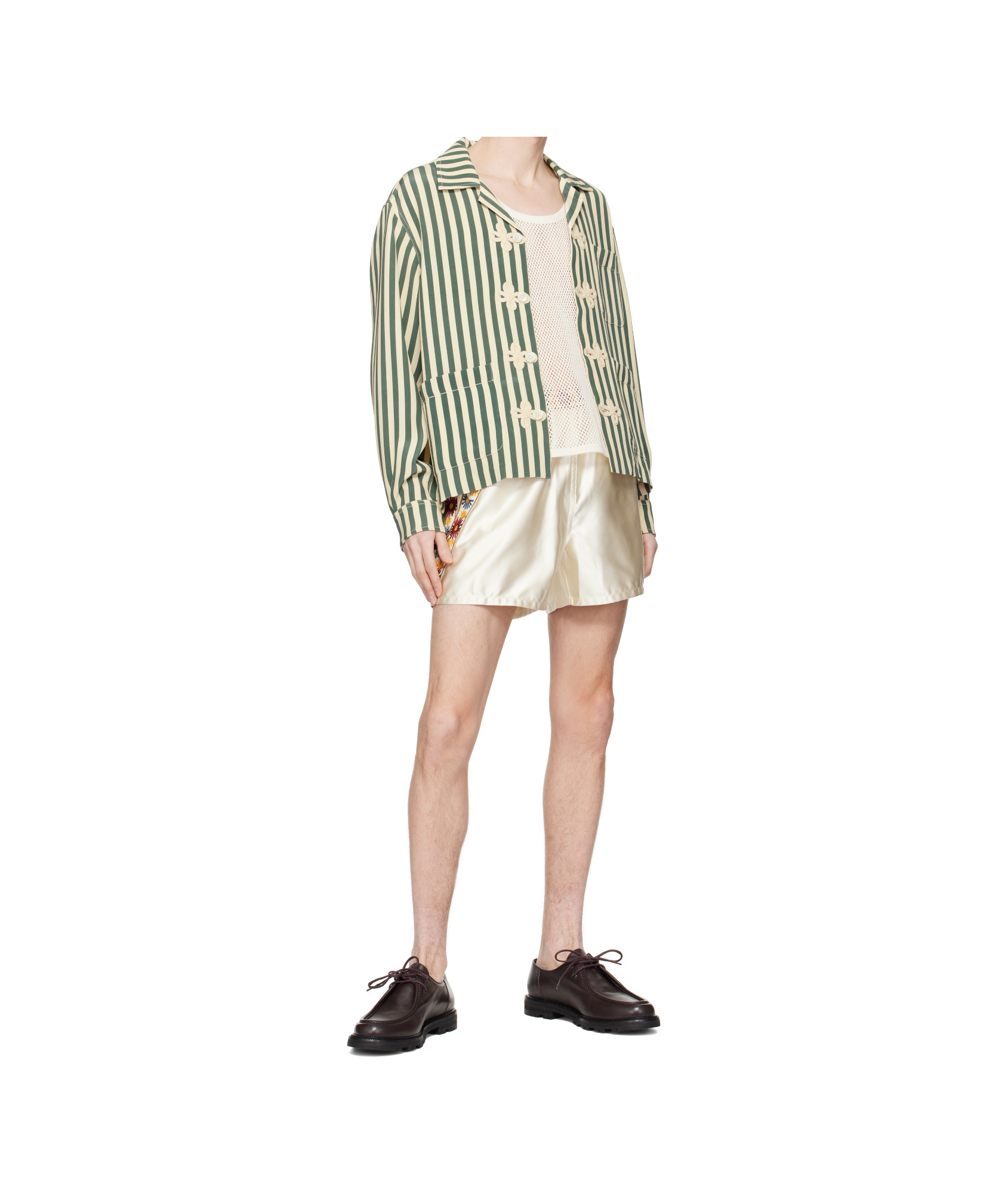 Bode Soda Stripe Trillium Shirt In Nude