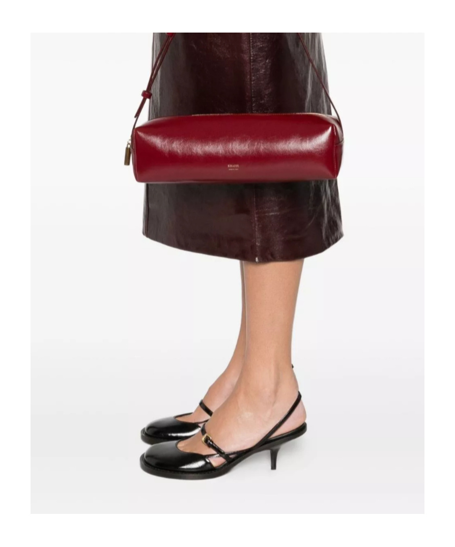 Khaite Kye Glossed-leather Shoulder Bag In Burgundy