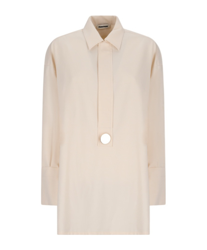 Darkpark Noel - Light Wool Polo Tailored Shirt With Detachable Pin In Neutral