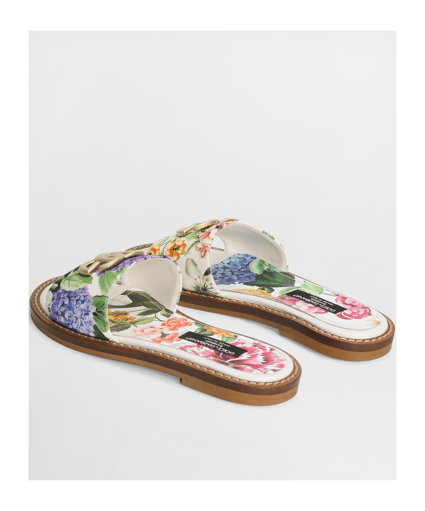 Dolce & Gabbana Floral-print Slides In Multi