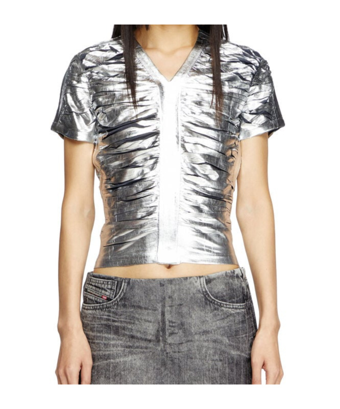 Diesel T Ai Topwear In Silver Acetate In White