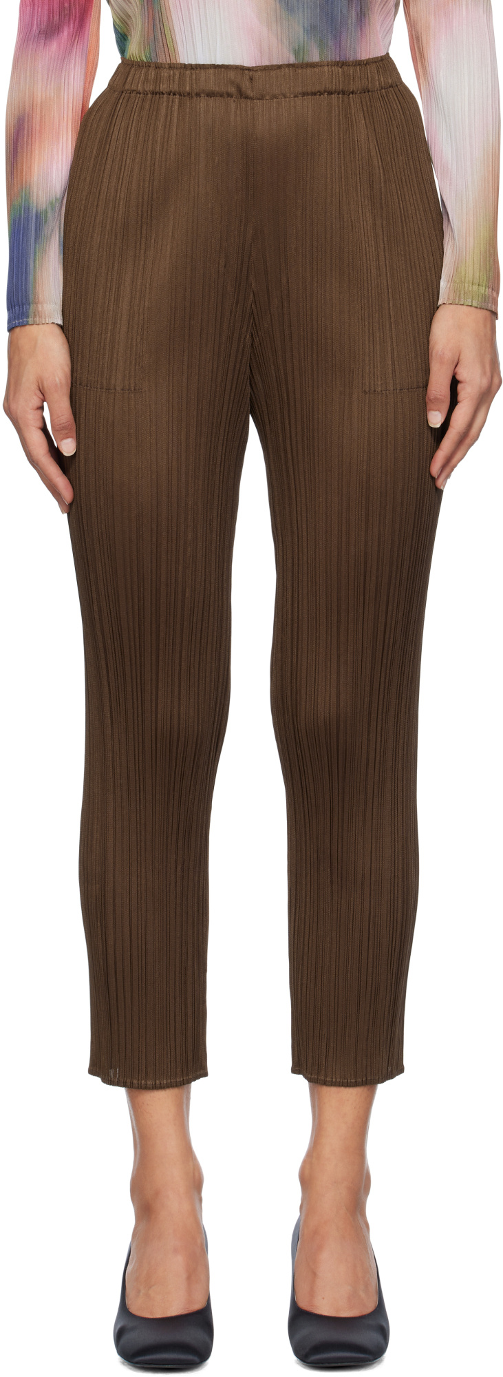 Issey Miyake Brown New Colorful Basics 4 Trousers In Green