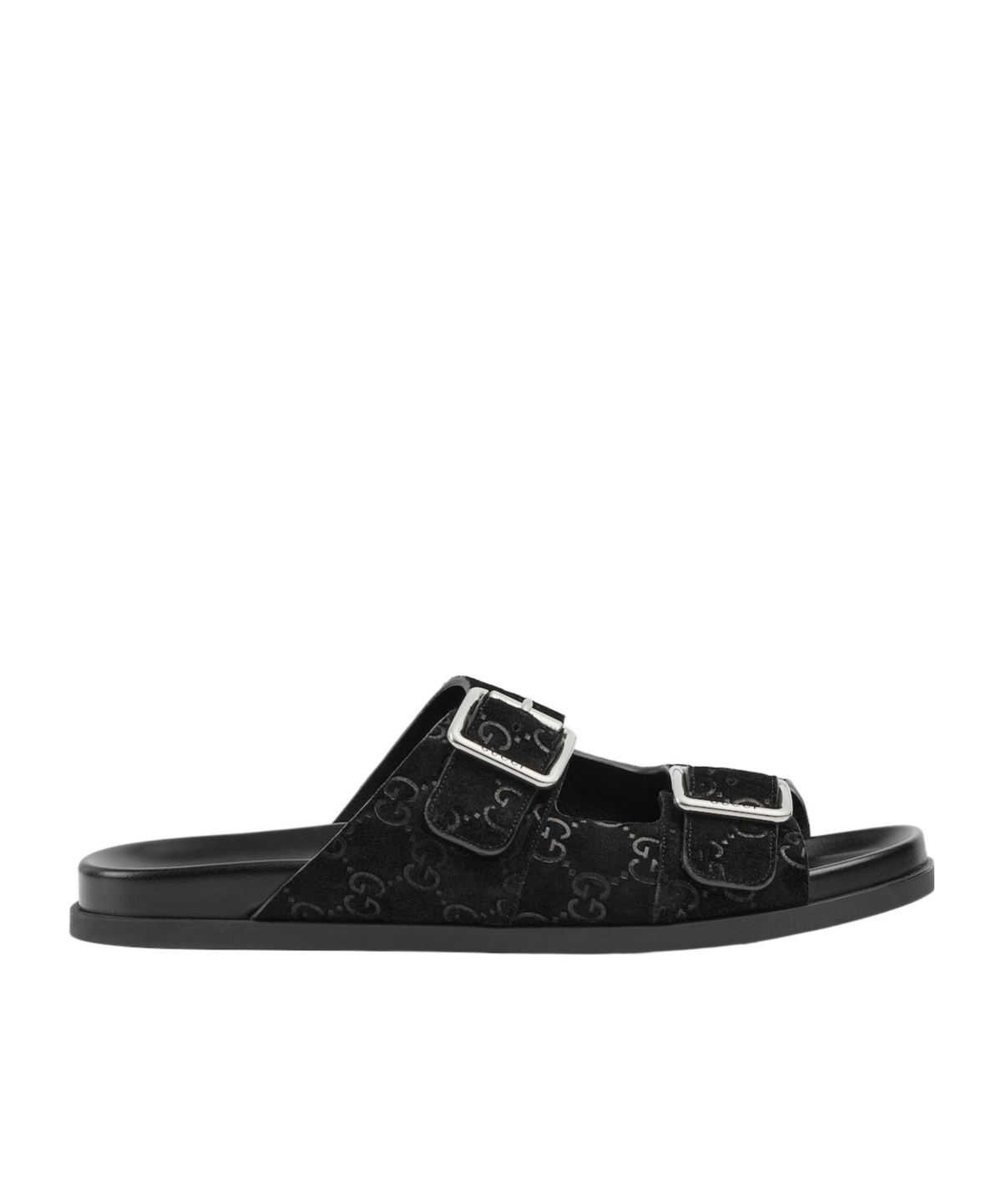 Gucci Rhein Open Suede Leather Sandals In Black