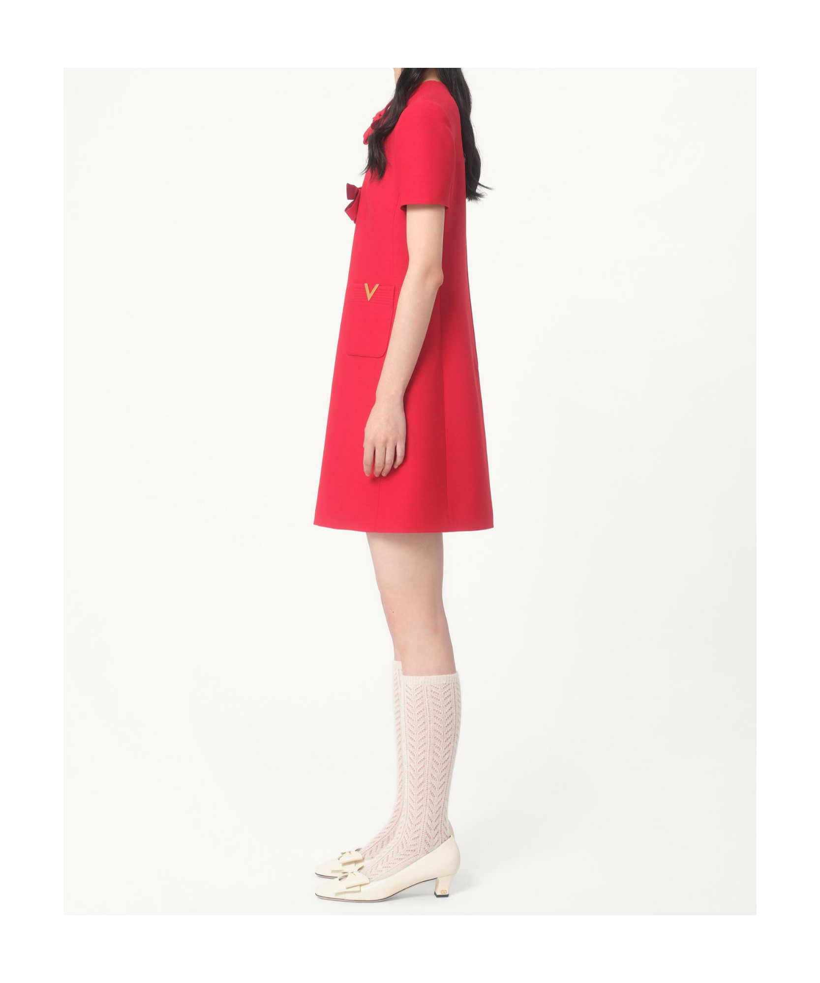 Valentino Fitted Red Dress With Decorative Bows In Red