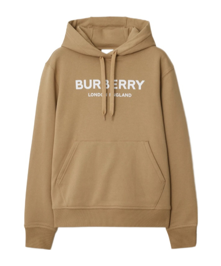 Burberry Logo Cotton Hoodie In Brown