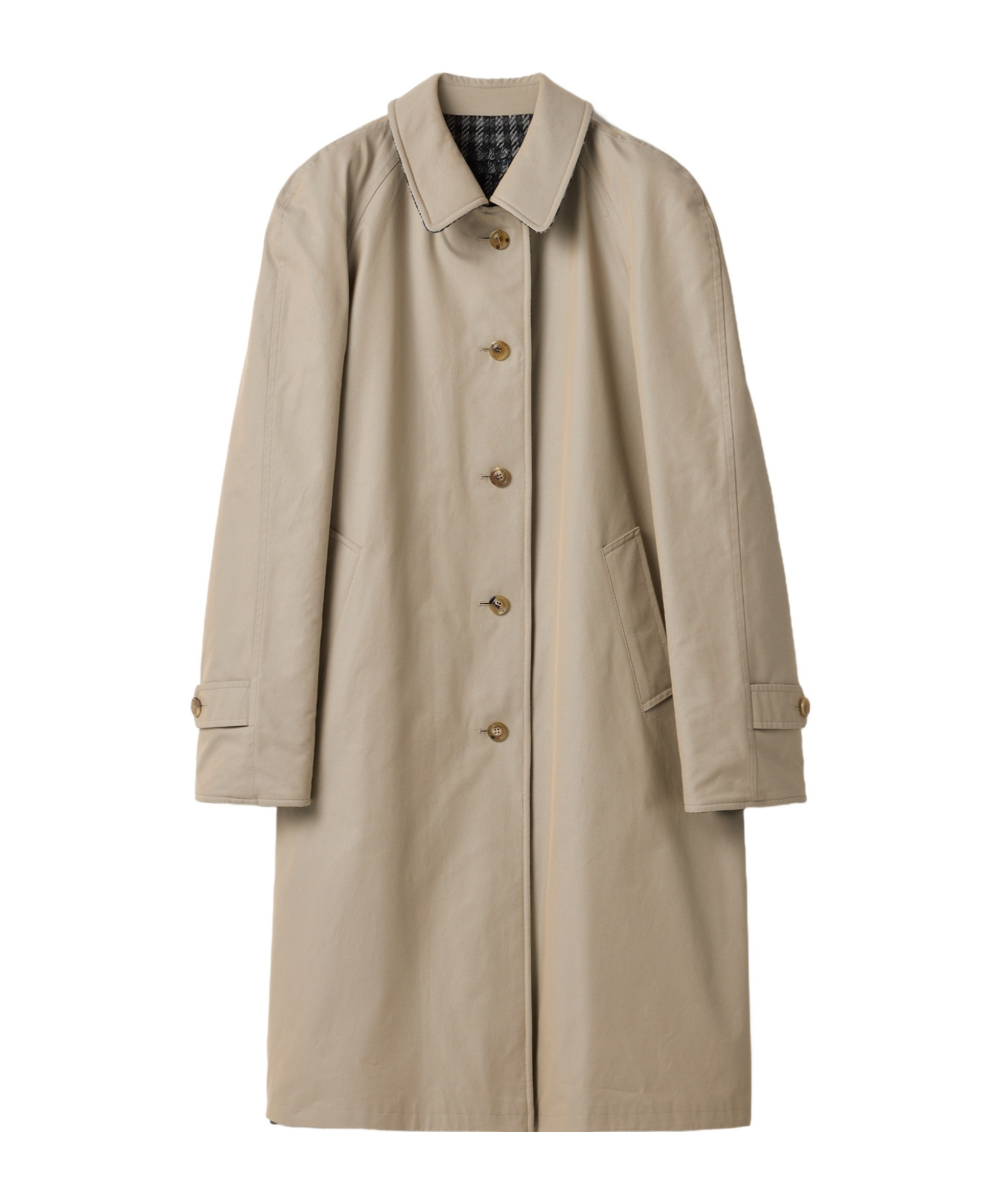 Miu Miu Reversible Twill And Check Trench Coat In Neutral