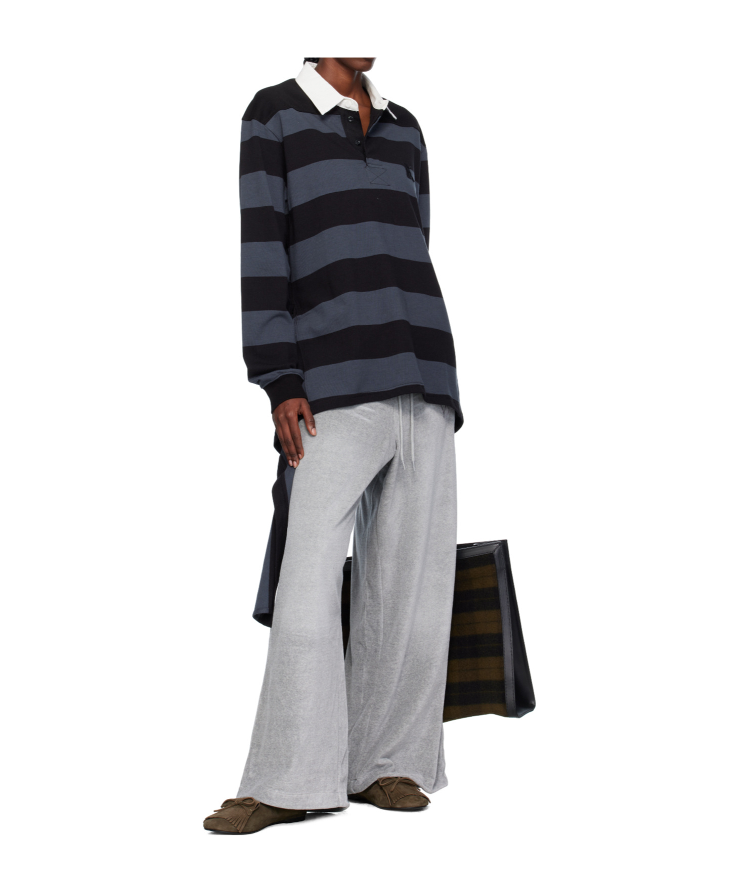 Open Yy Velvet Wide-leg Casual Pants In Gray