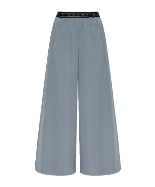 Marni Logo-band Trousers In Gray