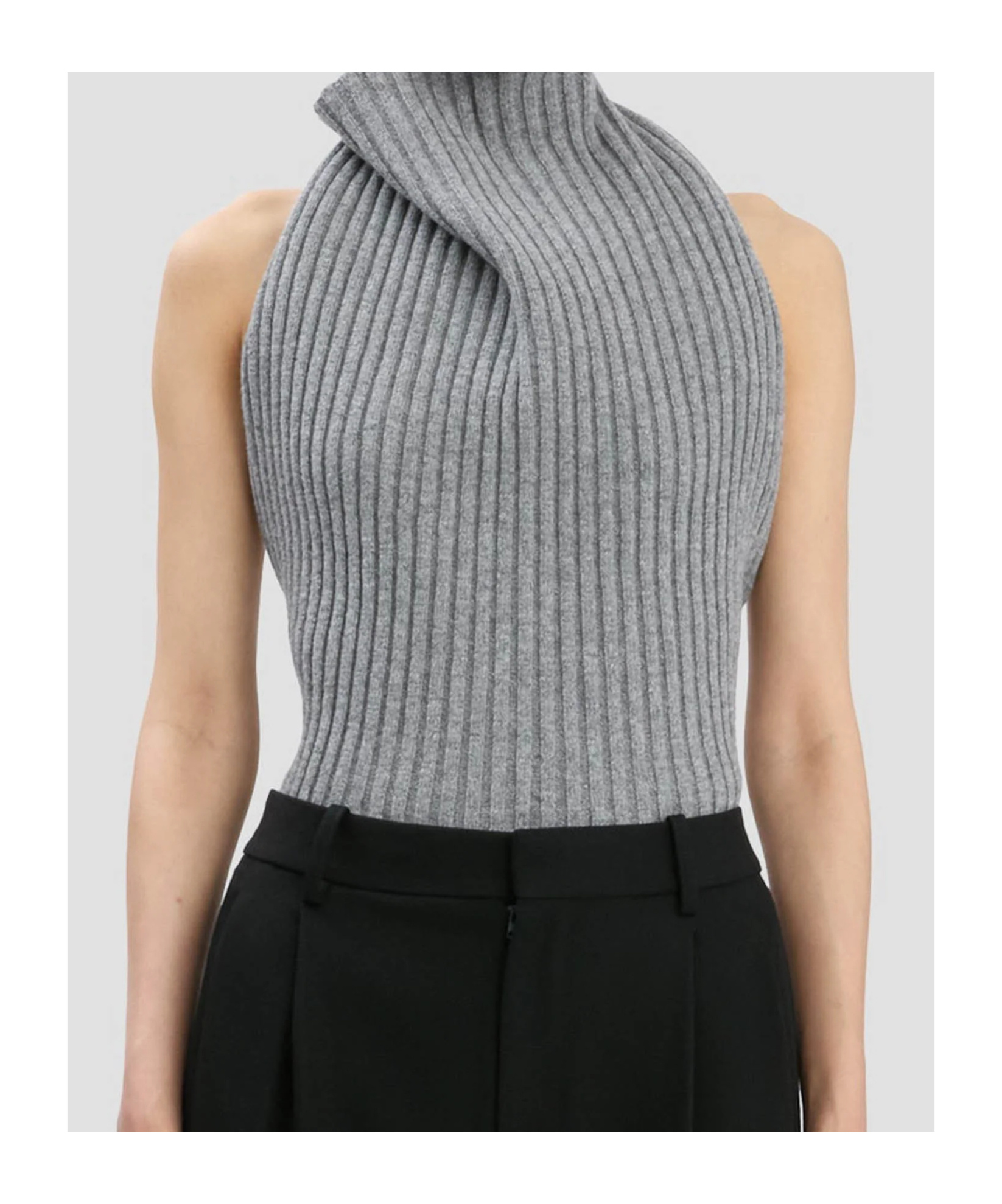 Victoria Beckham Draped Ribbed-knit Wool-blend Top In Green