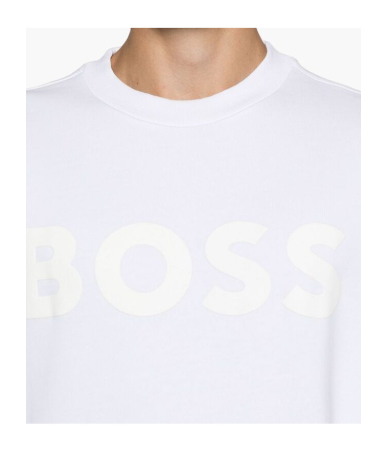 Hugo Boss Rubberised-logo Sweatshirt In White