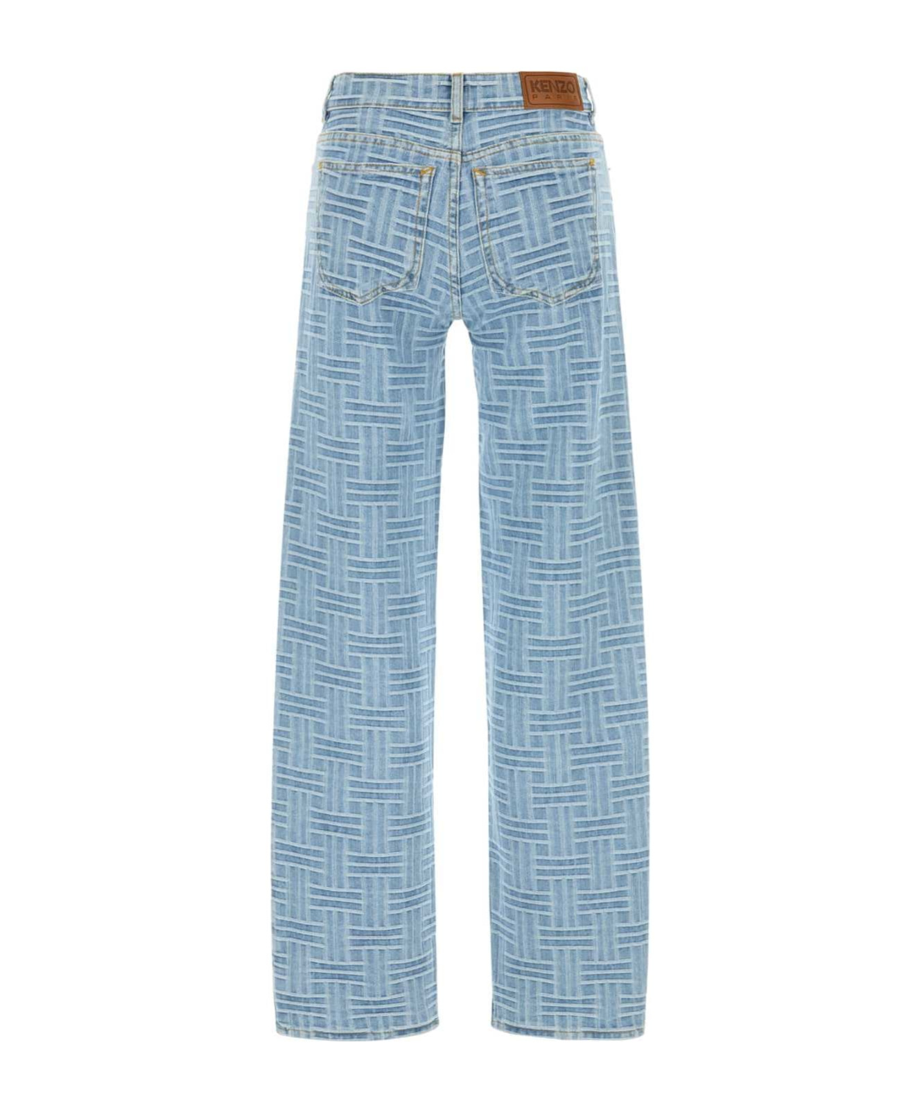 Kenzo Light Blue Embroidered Denim Jeans In Blue