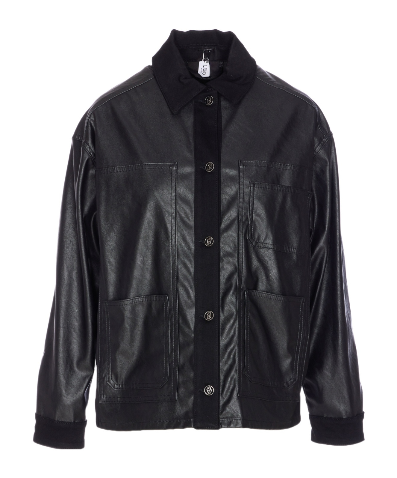 Liu •jo Stylish Short Leather Effect Jacket In Black