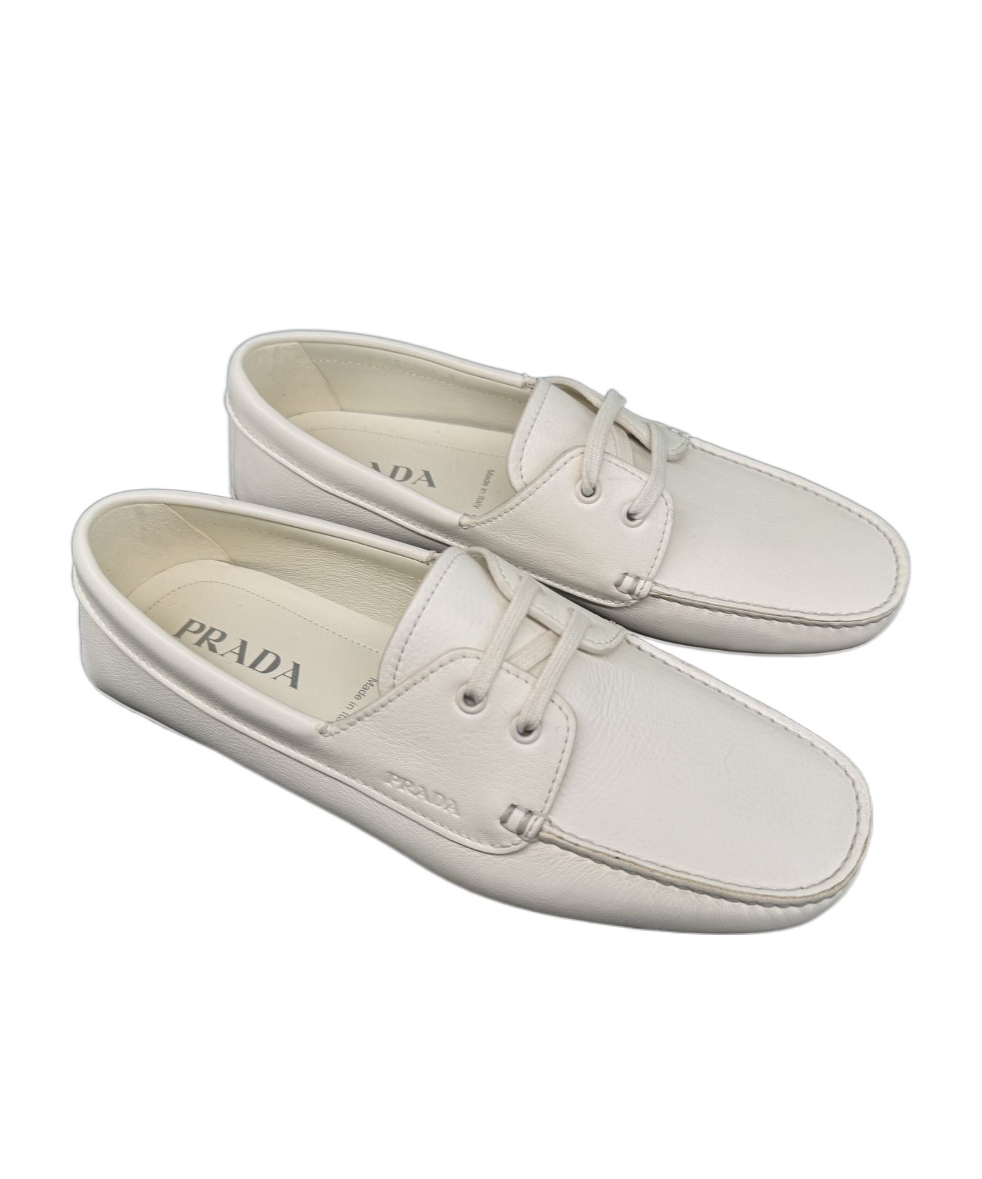 Prada Logo Lacing Business Casual Shoes In White