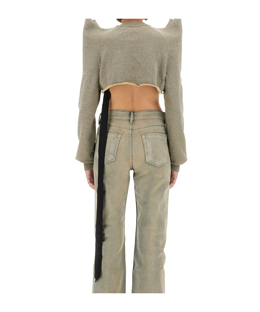 Rick Owens Drkshdw Cropped Knitwear Shoulder Pads In Green