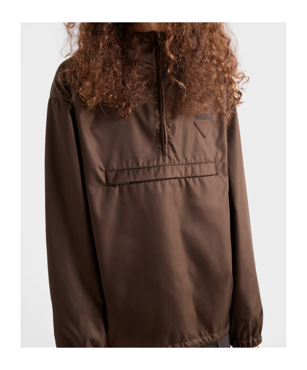 Prada Mens Brown Re Nylon Hooded Long-sleeve Woven Anorak In Brown