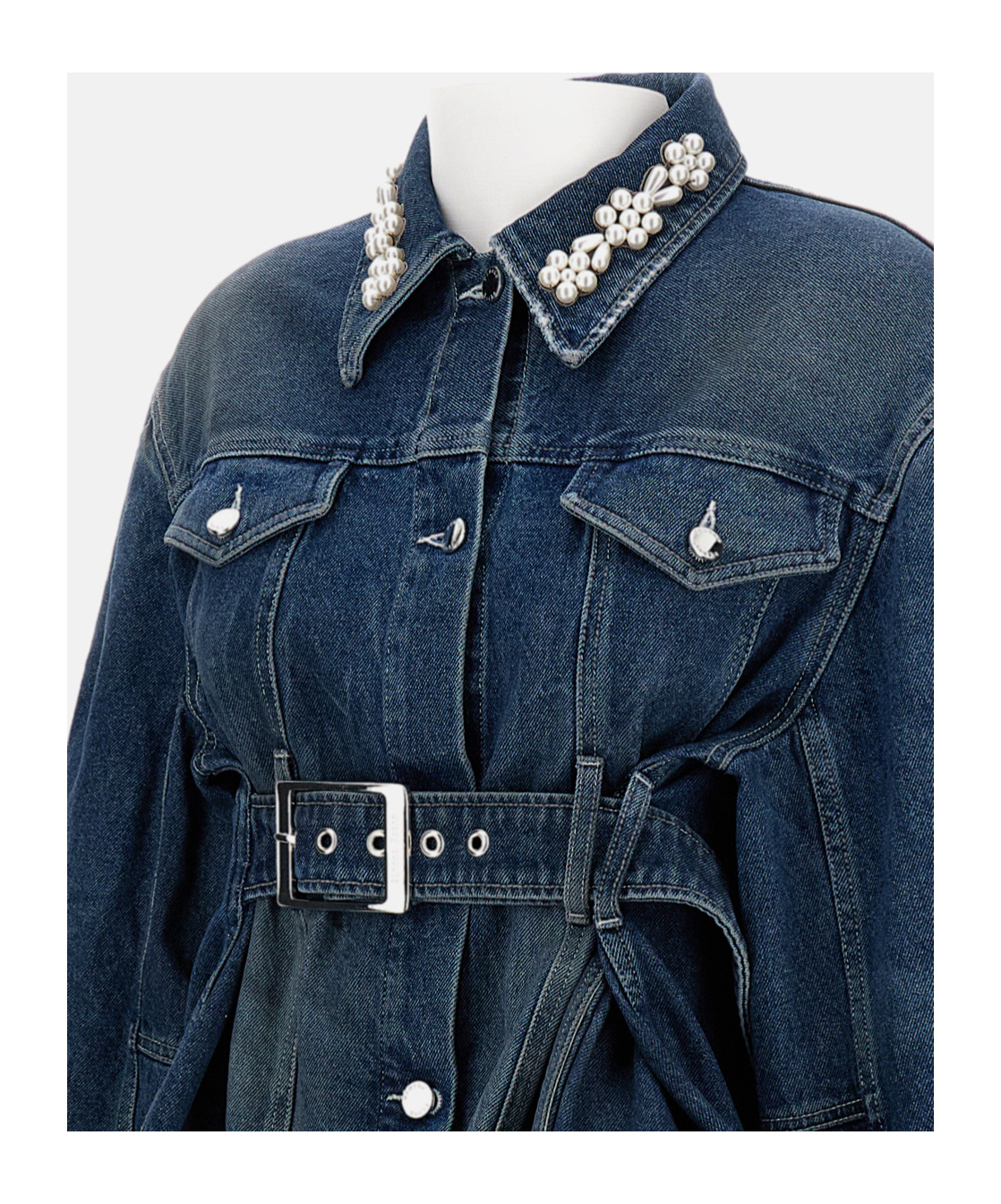 Simone Rocha Long-sleeved Denim Jacket In Blue