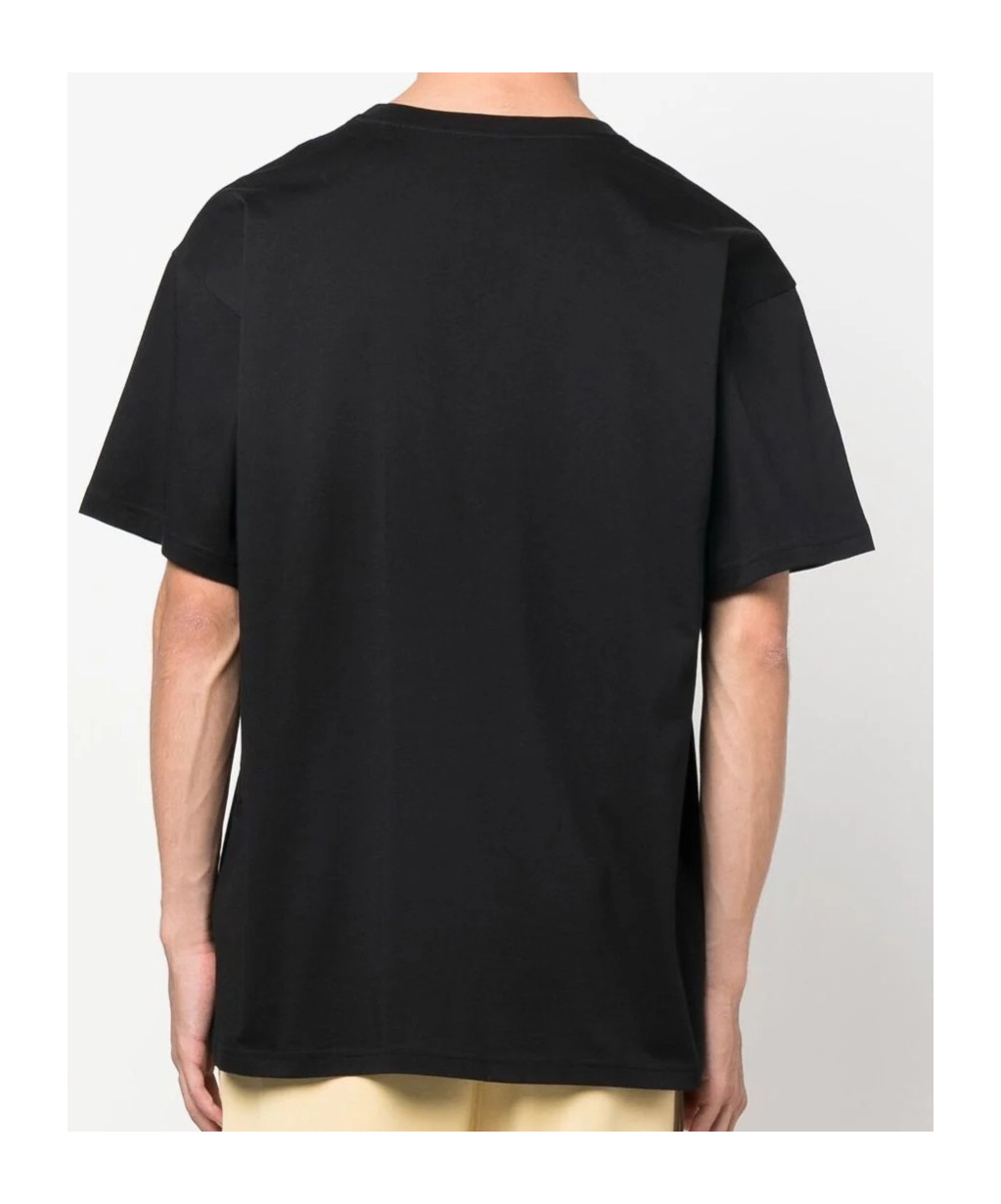Moschino Embroidered-logo Organic Cotton T-shirt In Black