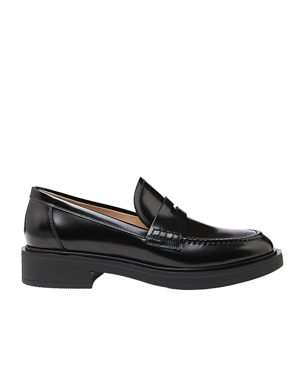 Gianvito Rossi Round Head Loafer Shoes In Black