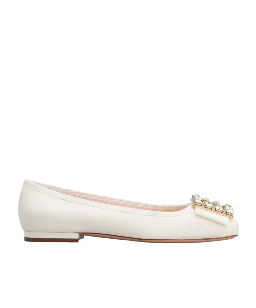 Roger Vivier Embellished Slip-on Ballerinas In White
