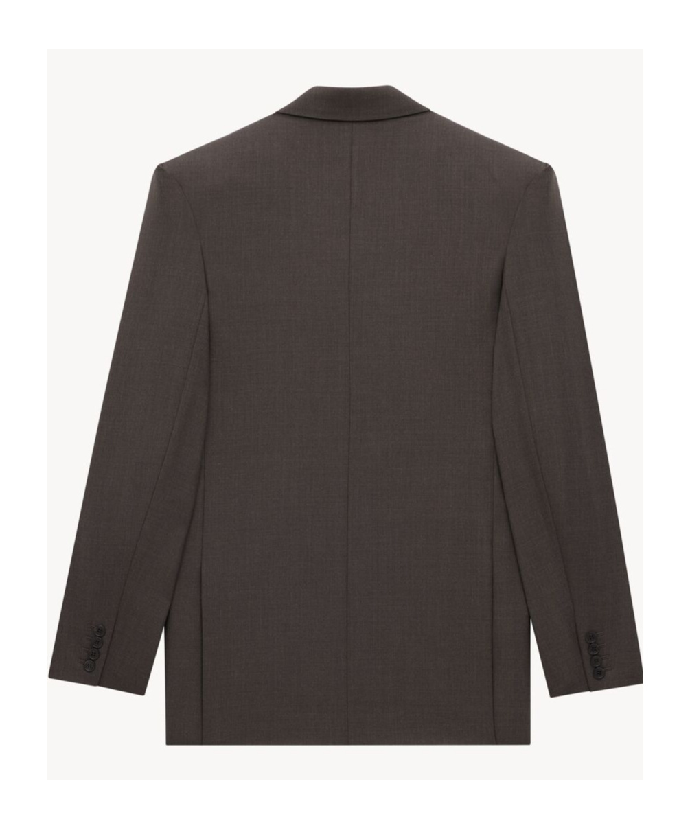 Saint Laurent Jacket In Wool Chiné In Brown