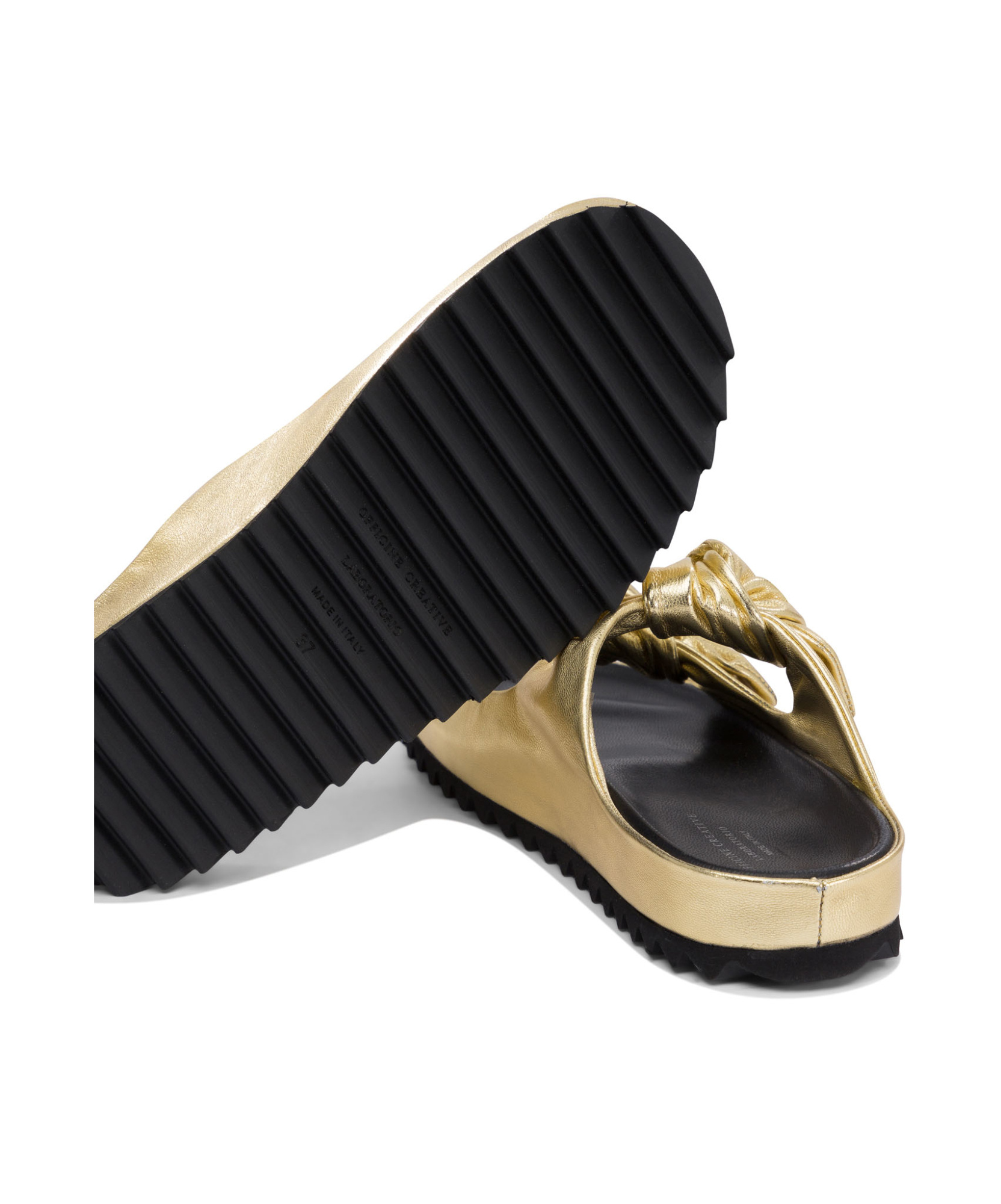Officine Creative Knotted Double-strap Sandals In Nude