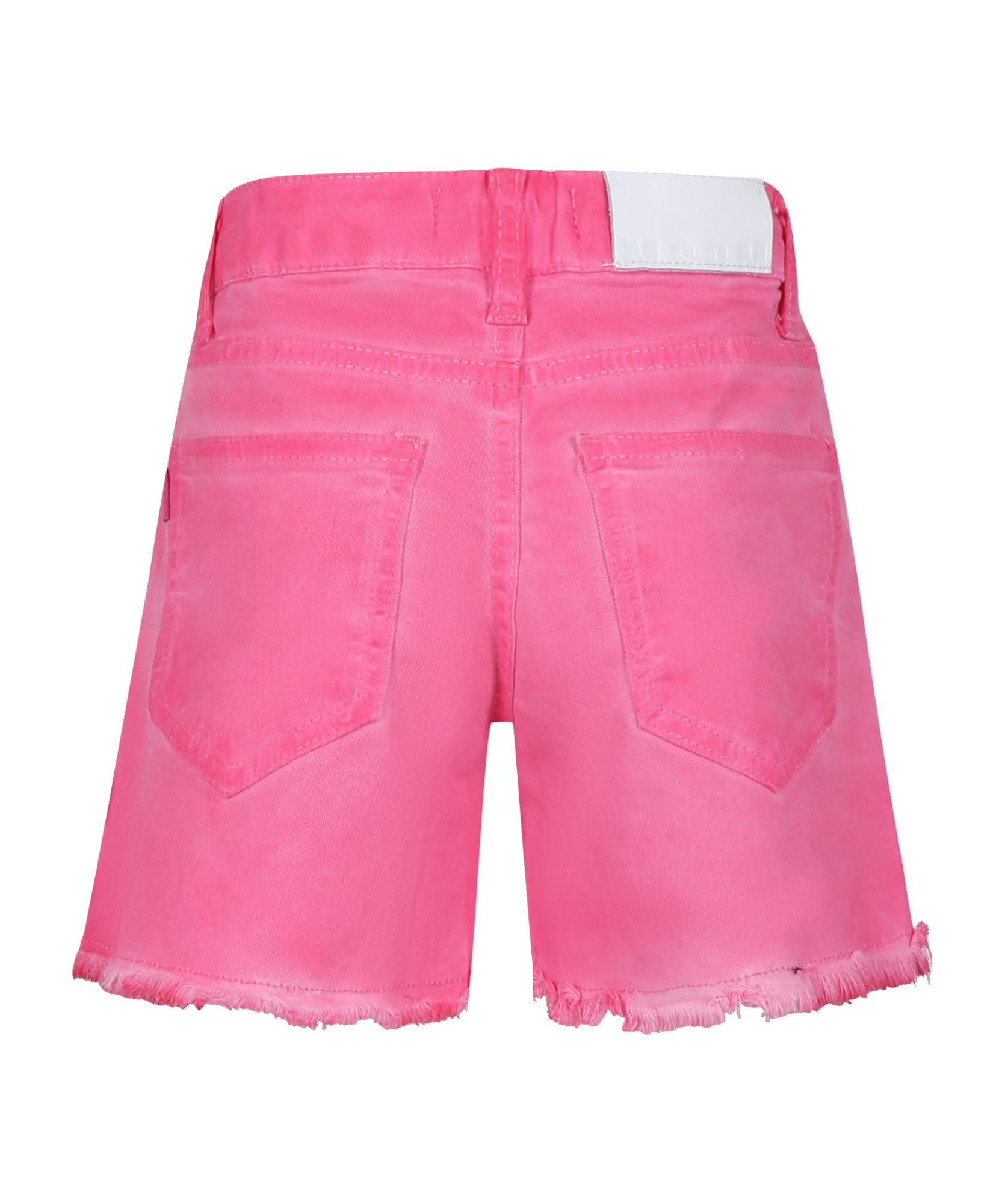 Msgm Embroidered-logo Twill Shorts In Pink
