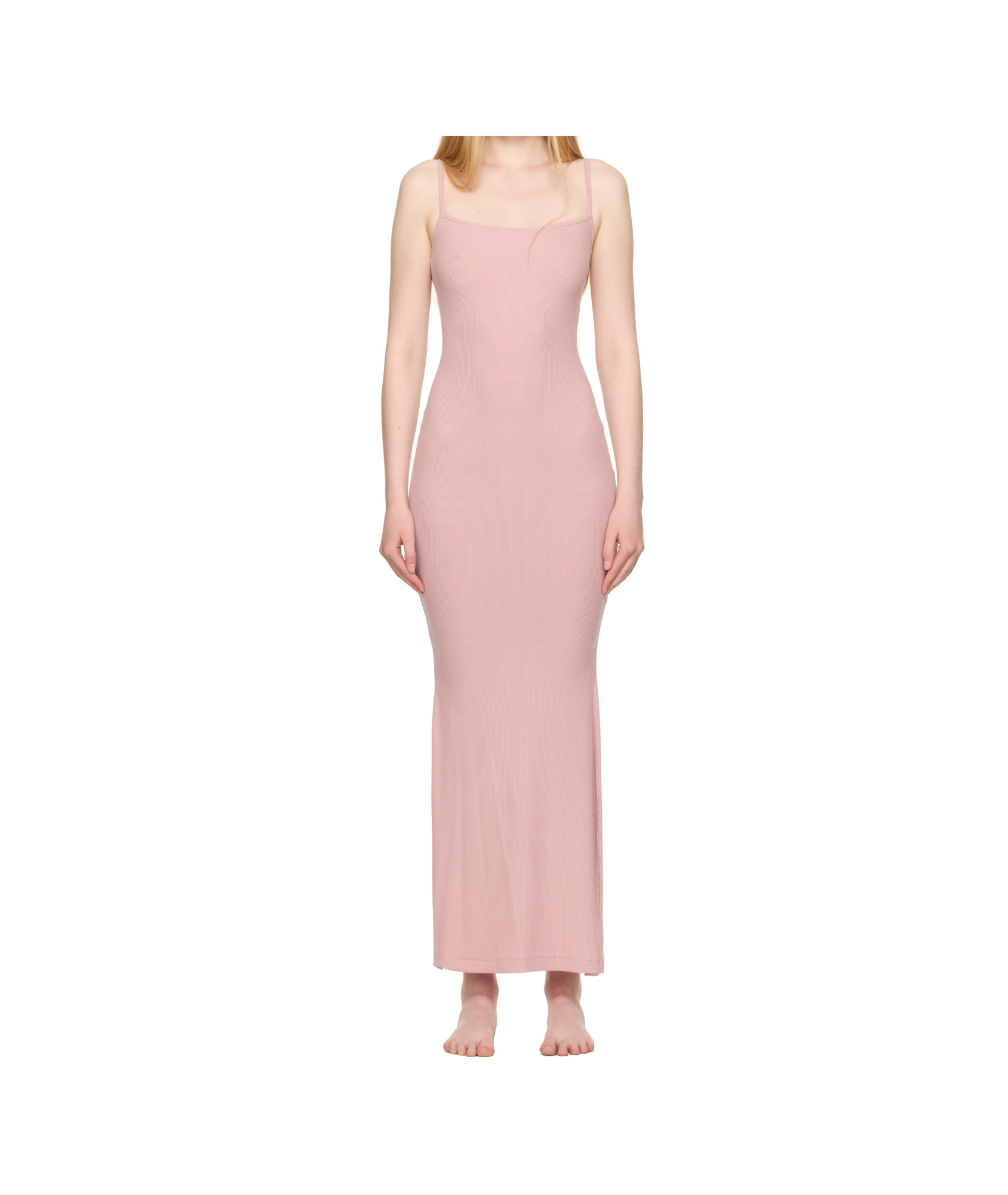 Skims Pink Soft Lounge Long Slip Maxi Dress In Pink