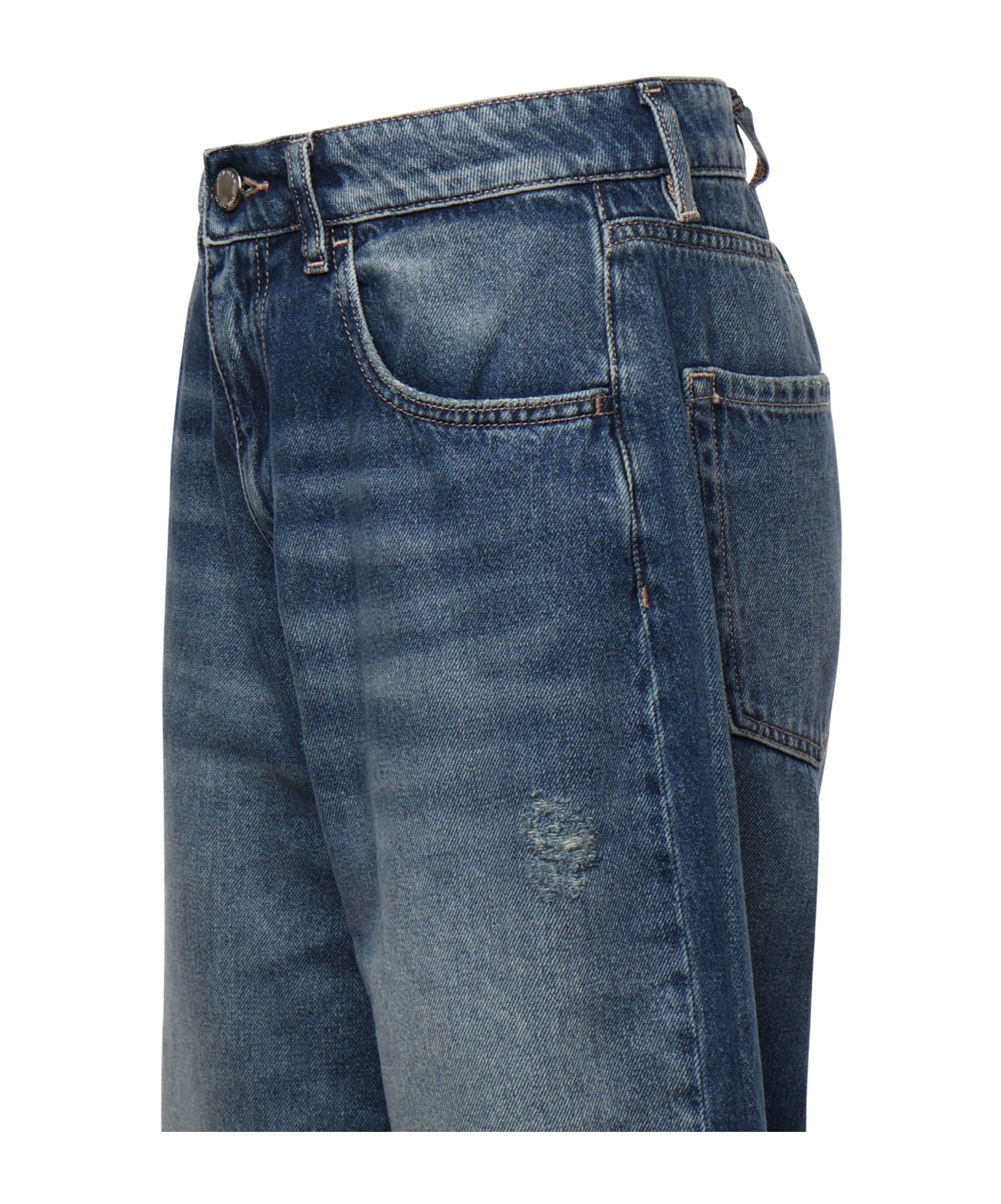 Icon Denim Poppy Blue Jeans With Medium Rise And Logo Patch On The Rear In Denim Woman