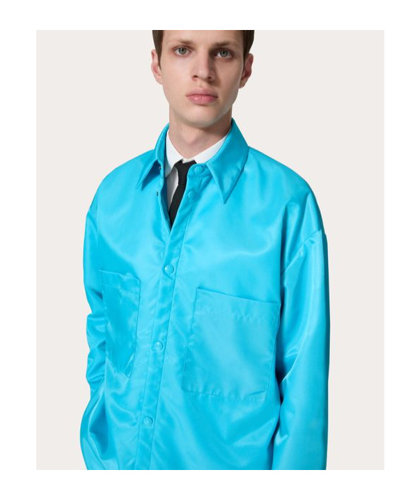 Valentino Shirt Jacket Nylon Chest Pockets In Blue